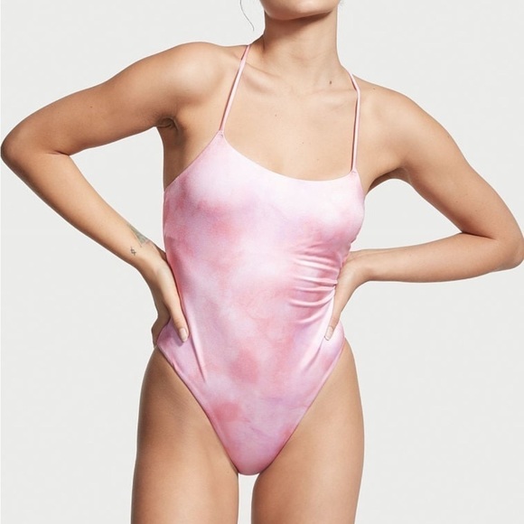 VS Swim Essential Scoop One-Piece Swimsuit tie dye pink size XL - Picture 2 of 8